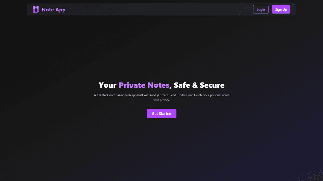 Full-stack note app screenshot